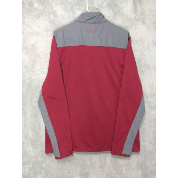 Under Armour Sweatshirt Men XL Red Temple Owls Loose Cold Gear Pullover 1/4 Zip - Picture 2 of 8